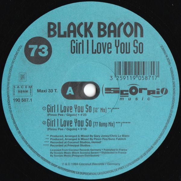 Black Baron : Girl I Love You So (12")