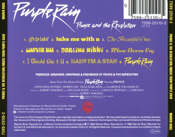 Prince And The Revolution - Purple Rain (CD, Album, RE, RP) - De Platen Aap – Vinylwinkel in Brielle & online webshop voor muziekliefhebbers