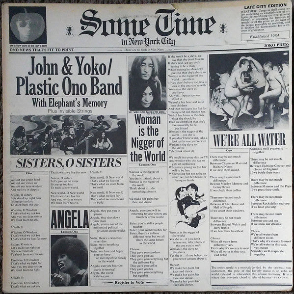 John Lennon & Yoko Ono / The Plastic Ono Band : Some Time In New York City (2xLP, Album, Jac)