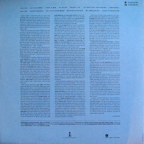 Grace Jones : Island Life (LP, Comp, RP, Gat)