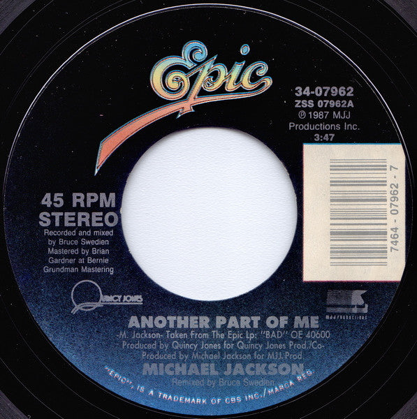 Michael Jackson : Another Part Of Me (7", Single)