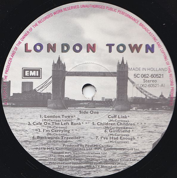 Wings - London Town (LP, Album) - De Platen Aap – Vinylwinkel in Brielle & online webshop voor muziekliefhebbers