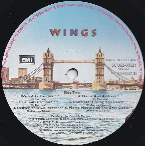 Wings - London Town (LP, Album) - De Platen Aap – Vinylwinkel in Brielle & online webshop voor muziekliefhebbers