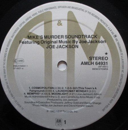 Joe Jackson : Mike's Murder (The Motion Picture Soundtrack) (LP, Album)