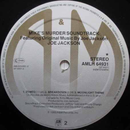 Joe Jackson : Mike's Murder (The Motion Picture Soundtrack) (LP, Album)