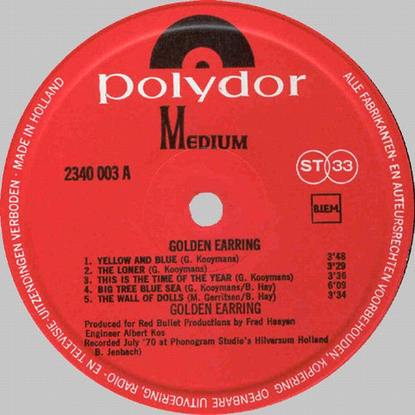 Golden Earring : Golden Earring (LP, Album, Gat)