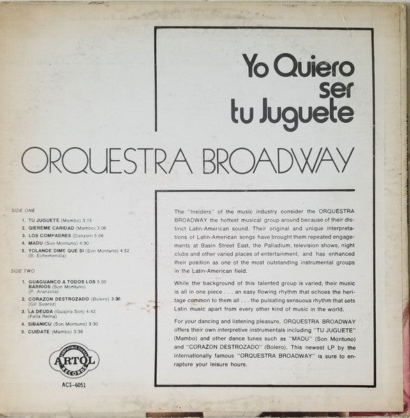 Orquestra Broadway* : Yo Quiero Ser Tu Juguete (LP, Album)