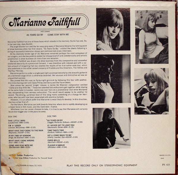 Marianne Faithfull : Marianne Faithfull (LP, Album, Ind)