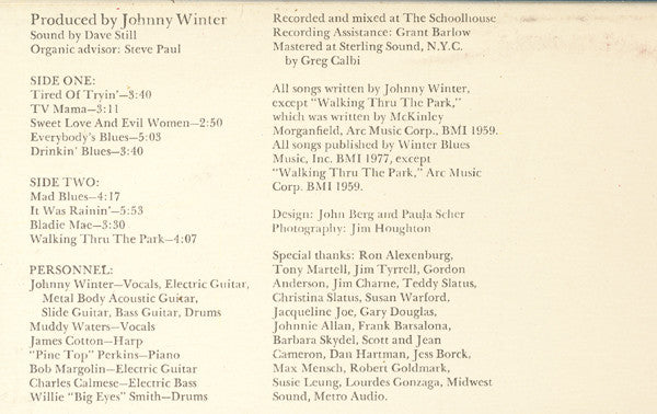 Johnny Winter : Nothin' But The Blues (LP, Album, RP)