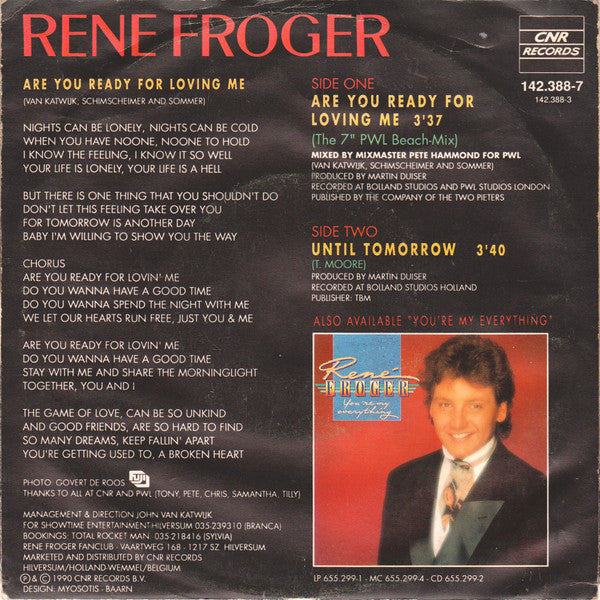 René Froger : Are You Ready For Loving Me (The 7" PWL Beach-Mix) (7", Single)
