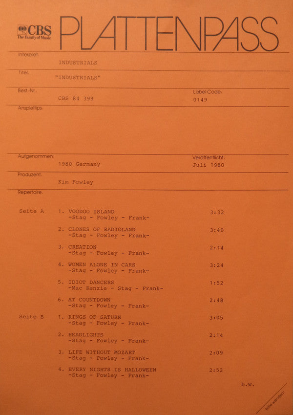 Industrials : Industrials (LP, Album)