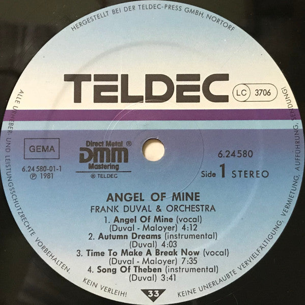 Frank Duval & Orchestra : Angel Of Mine (LP, Album, Gat)