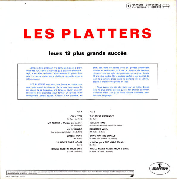 The Platters : Leurs 12 Plus Grands Succès  (LP, Comp, Mono, RE)