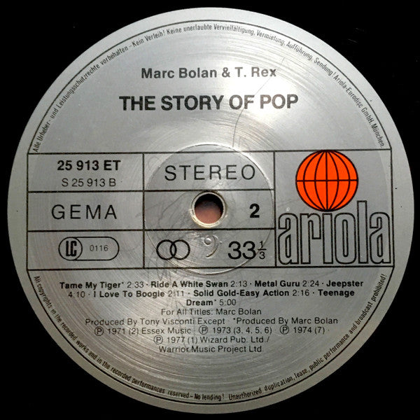 Marc Bolan & T. Rex : The Story Of Pop: Marc Bolan & T. Rex (LP, Comp)