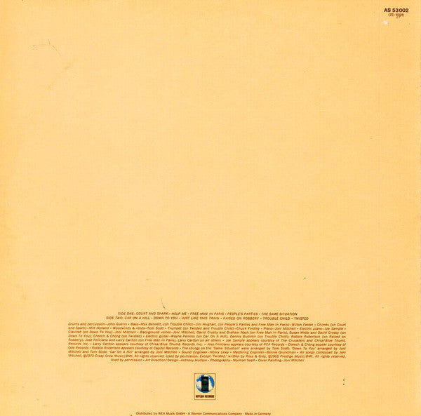 Joni Mitchell : Court And Spark (LP, Album, Gat)