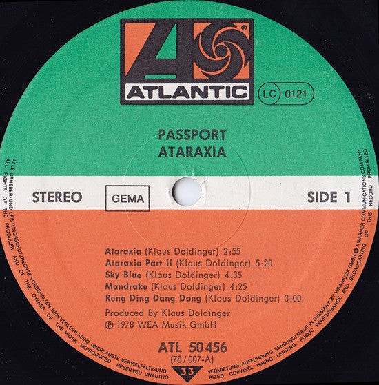 Passport (2) : Ataraxia (LP, Album, RE)