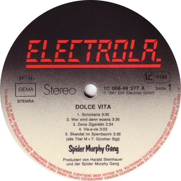 Spider Murphy Gang : Dolce Vita (LP, Album)