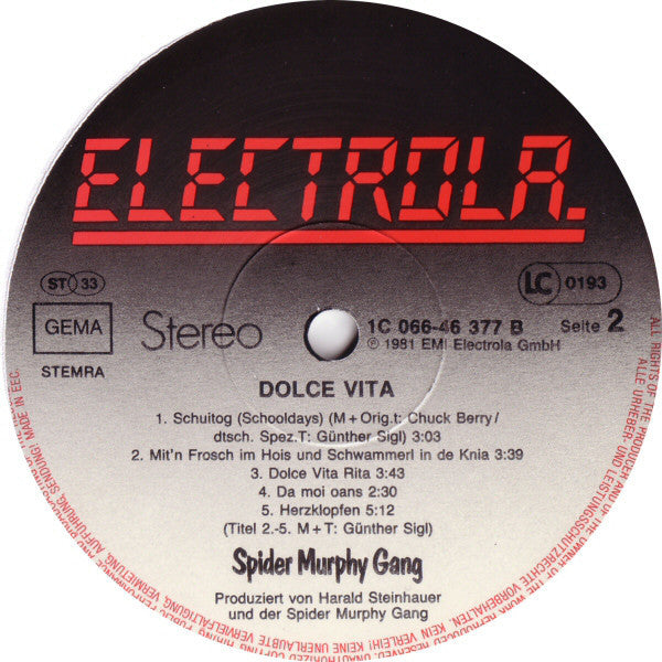 Spider Murphy Gang : Dolce Vita (LP, Album)
