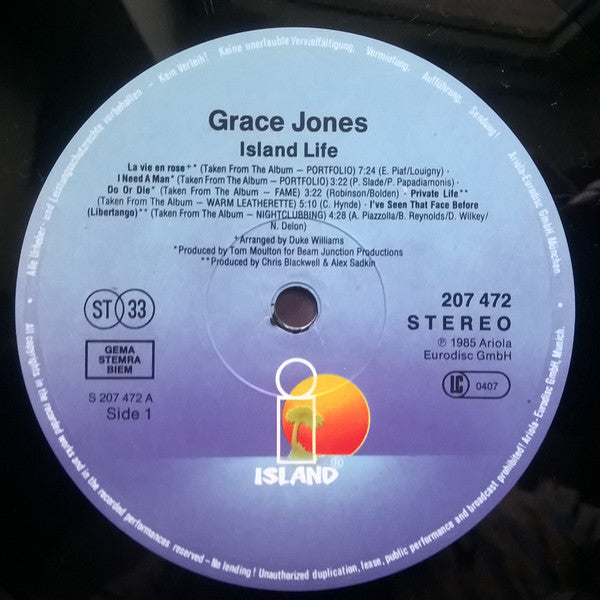 Grace Jones : Island Life (LP, Comp, Gat)