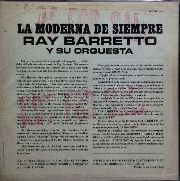 Ray Barretto Y Su Orquestra : La Moderna De Siempre (LP, Album)