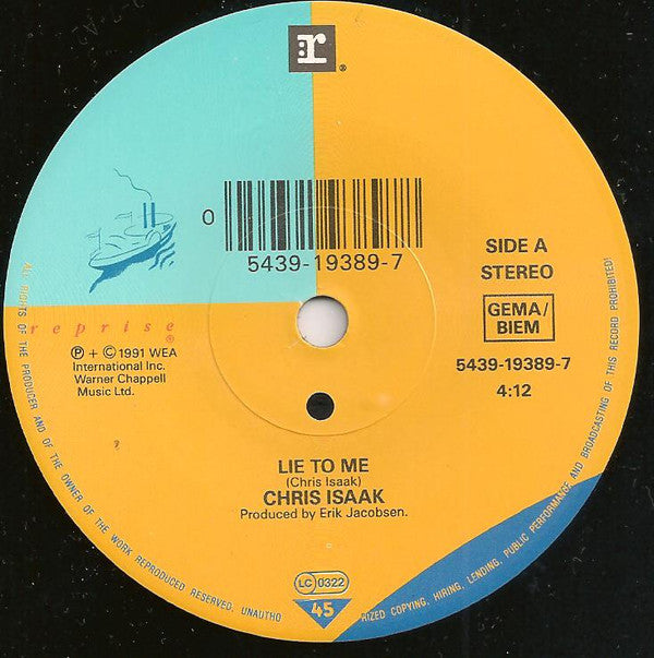 Chris Isaak : Lie To Me (7", Single, RE)