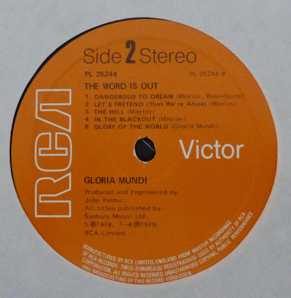 Gloria Mundi : The Word Is Out (LP, Album)