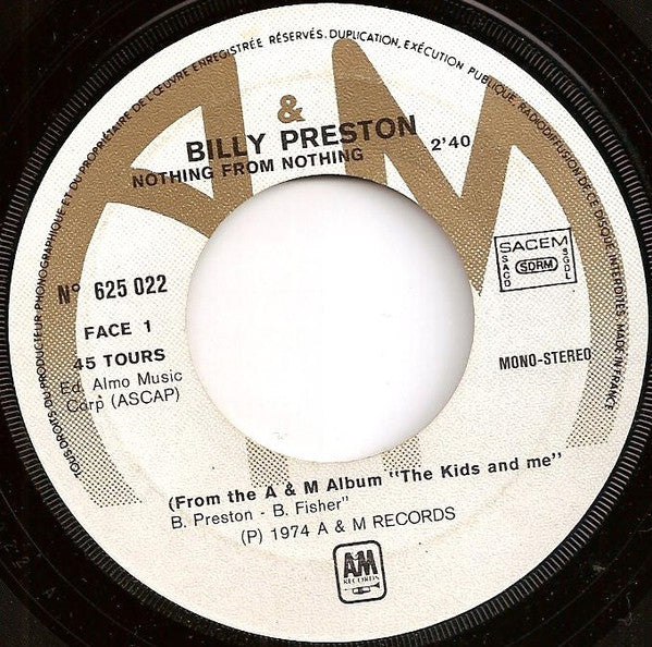 Billy Preston : Nothing From Nothing (7", Single)