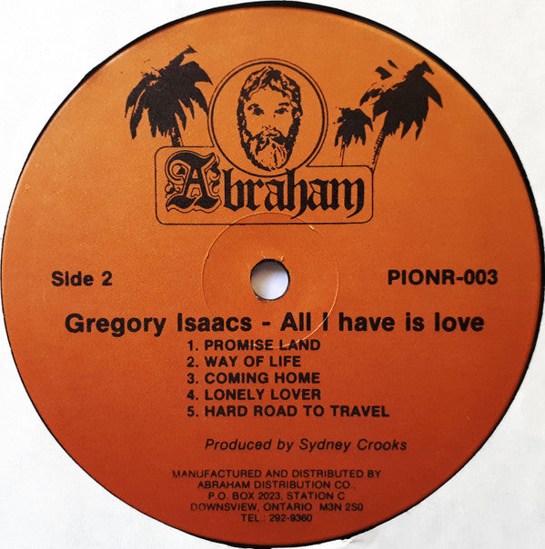 Gregory Isaacs : All I Have Is Love (LP, Album, RE, Bro)