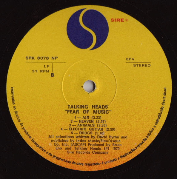Talking Heads : Fear Of Music (LP, Album, M/Print)