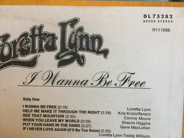 Loretta Lynn : I Wanna Be Free (LP, Album, Club, Ind)