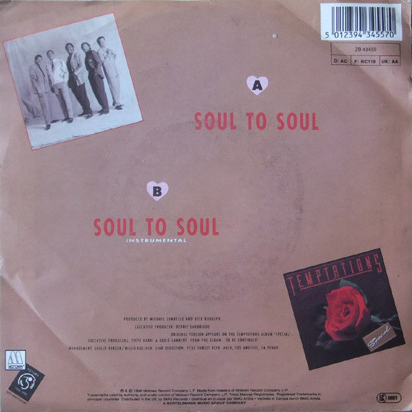 The Temptations : Soul To Soul (7", Single)