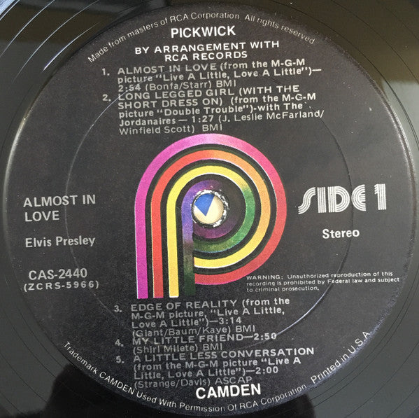 Elvis Presley : Almost In Love (LP, Comp, RE)