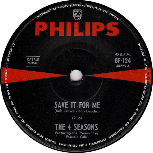 The 4 Seasons* : Save It For Me (7", Single)