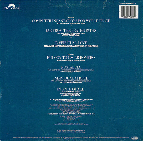 Jean-Luc Ponty : Individual Choice (LP, Album)