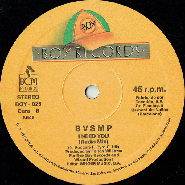 B V S M P* : I Need You (12")