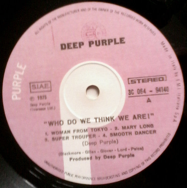Deep Purple : Who Do We Think We Are (LP, Album, RE, Gat)