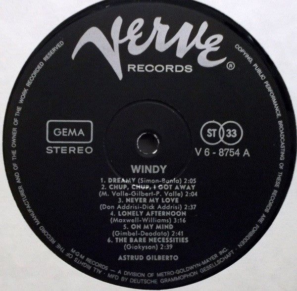 Astrud Gilberto - Windy (LP, Album) - De Platen Aap – Vinylwinkel in Brielle & online webshop voor muziekliefhebbers