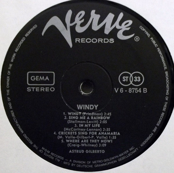 Astrud Gilberto - Windy (LP, Album) - De Platen Aap – Vinylwinkel in Brielle & online webshop voor muziekliefhebbers