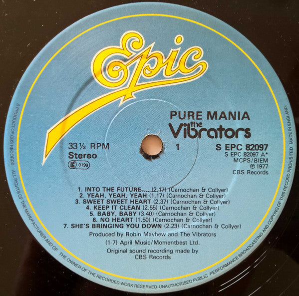 The Vibrators : Pure Mania (LP, Album, RP)