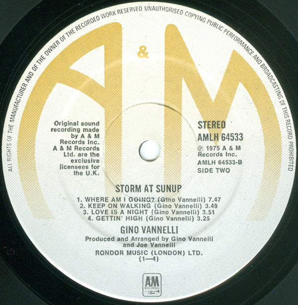 Gino Vannelli : Storm At Sunup (LP, Album)
