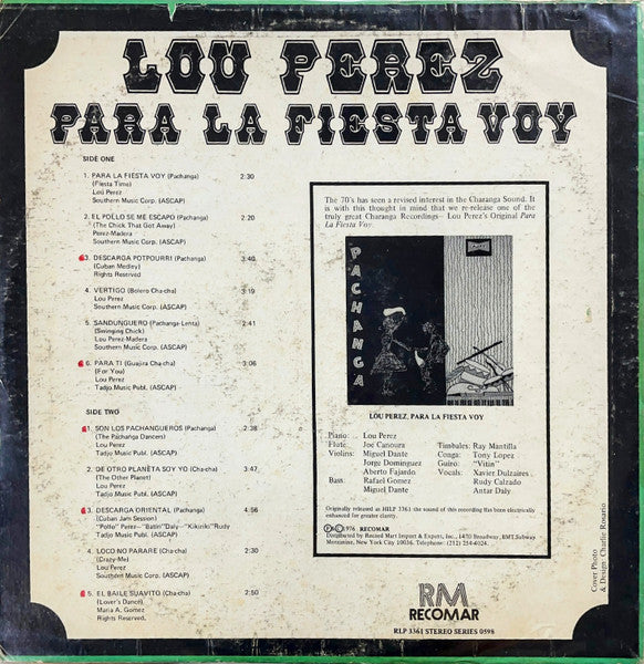 Lou Perez : Para la Fiesta Voy (LP)