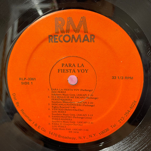 Lou Perez : Para la Fiesta Voy (LP)