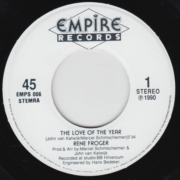 Rene Froger* : The Love Of The Year (7", Single)
