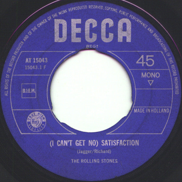 The Rolling Stones - (I Can't Get No) Satisfaction (7", Single, Mono) - De Platen Aap – Vinylwinkel in Brielle & online webshop voor muziekliefhebbers