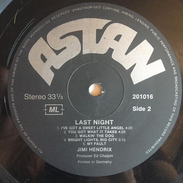 Jimi Hendrix - Last Night (LP) - De Platen Aap – Vinylwinkel in Brielle & online webshop voor muziekliefhebbers