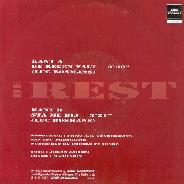 De Rest - De Regen Valt (7") - De Platen Aap – Vinylwinkel in Brielle & online webshop voor muziekliefhebbers