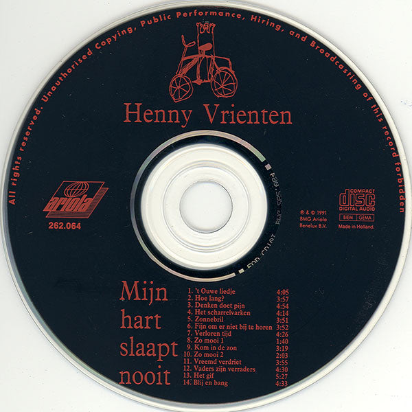 Henny Vrienten - Mijn Hart Slaapt Nooit (CD, Album) - De Platen Aap – Vinylwinkel in Brielle & online webshop voor muziekliefhebbers