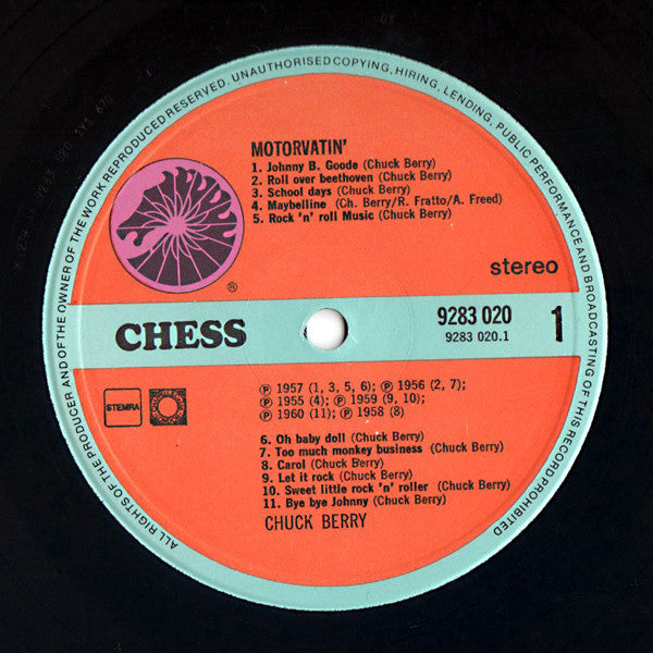 Chuck Berry - Motorvatin' (LP, Comp) - De Platen Aap – Vinylwinkel in Brielle & online webshop voor muziekliefhebbers