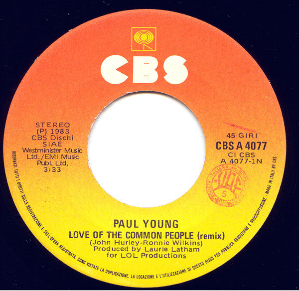 Paul Young : Love Of The Common People (7", Single)
