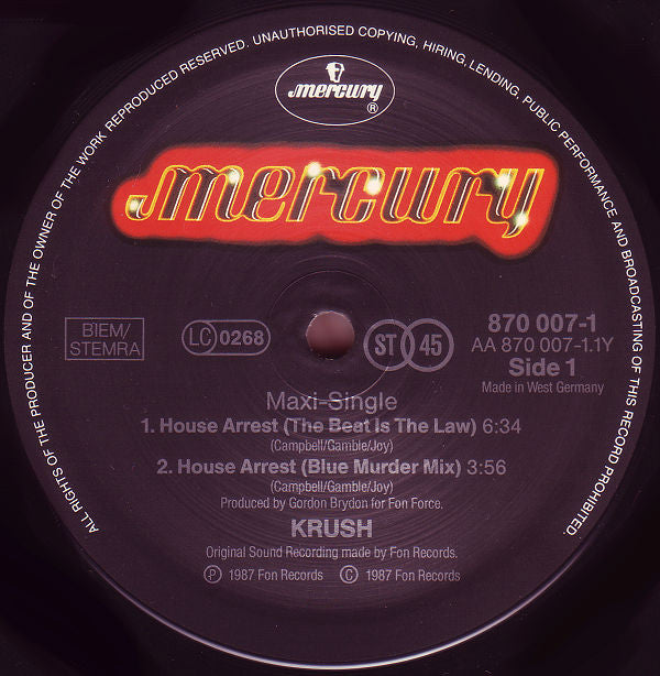 Krush : House Arrest (12", Maxi)